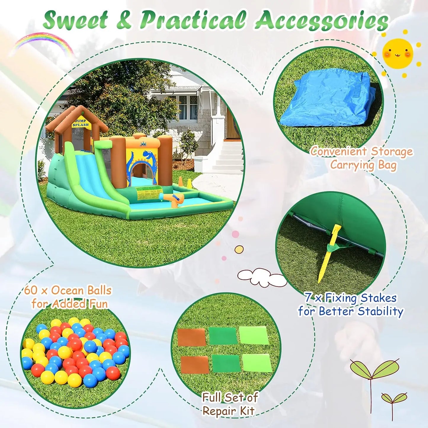 6-in-1 Inflatable Water Slide & Bounce House – Kids Outdoor Fun Combo