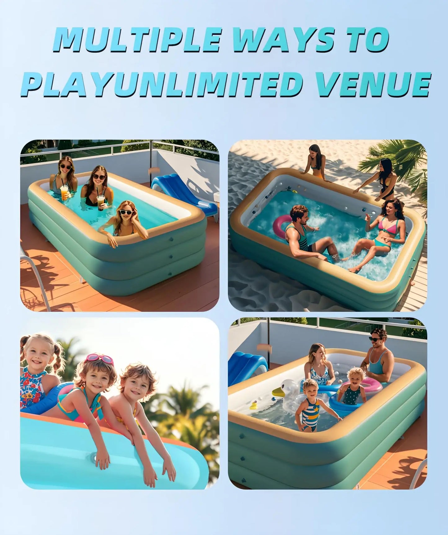 Inflatable Family Pool – PVC Outdoor Summer Play for Kids & Adults