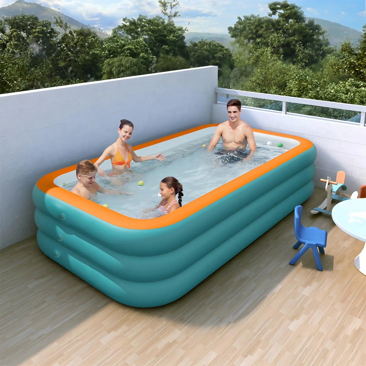 Inflatable Family Pool – PVC Outdoor Summer Play for Kids & Adults