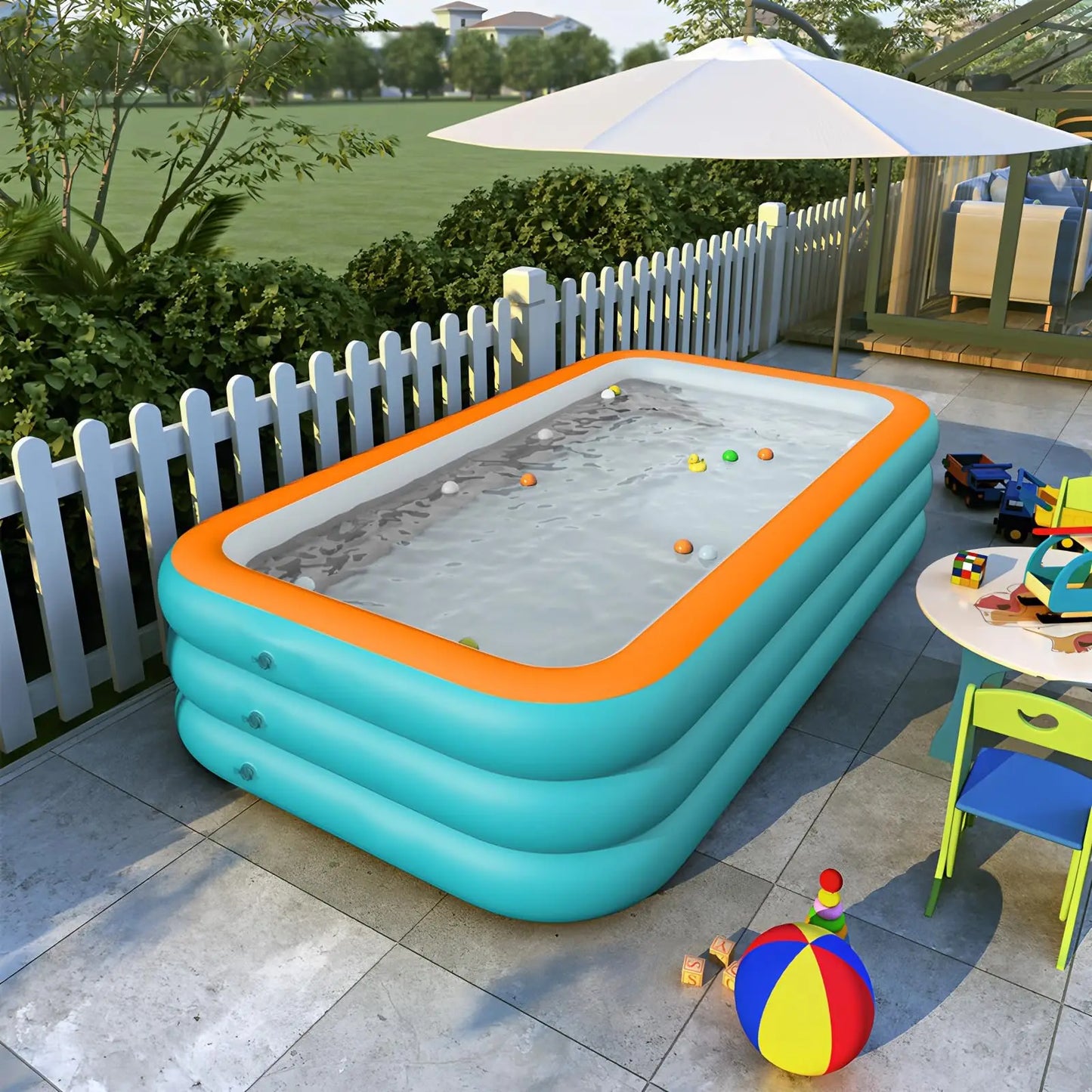 Inflatable Family Pool – PVC Outdoor Summer Play for Kids & Adults