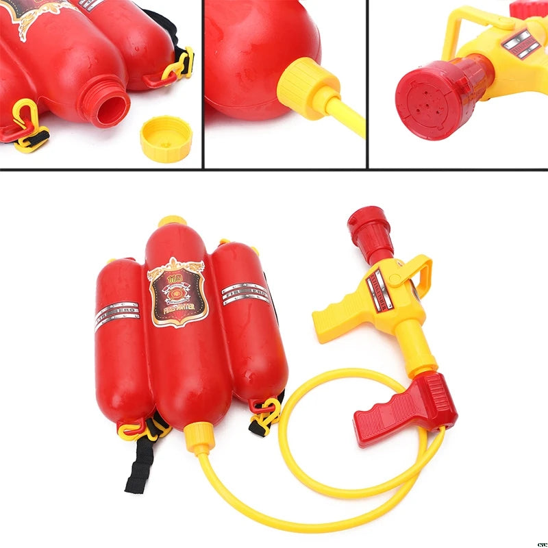Firefighter backpack water gun toy with pistol spray