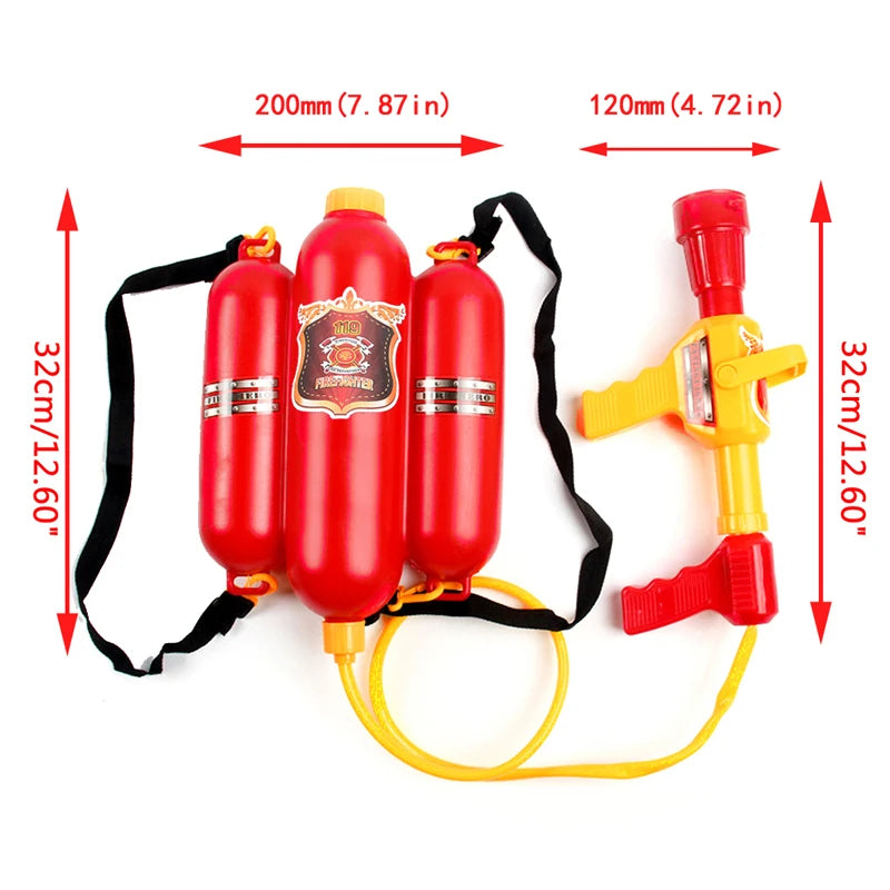 Firefighter backpack water gun toy with pistol spray