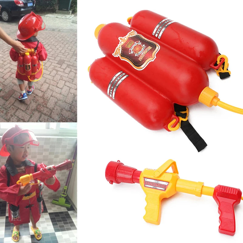 Firefighter backpack water gun toy with pistol spray