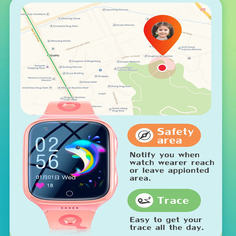 4G kids Smart Watch GPS WiFi Video Call Tracker Location SOS