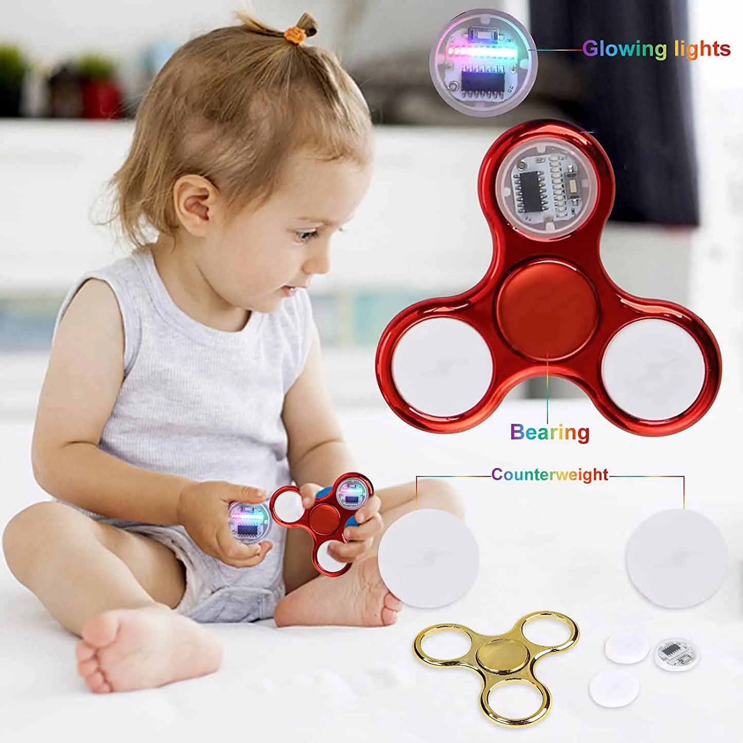 LED Light Fidget Spinner – Glow in the Dark Toy for Kids