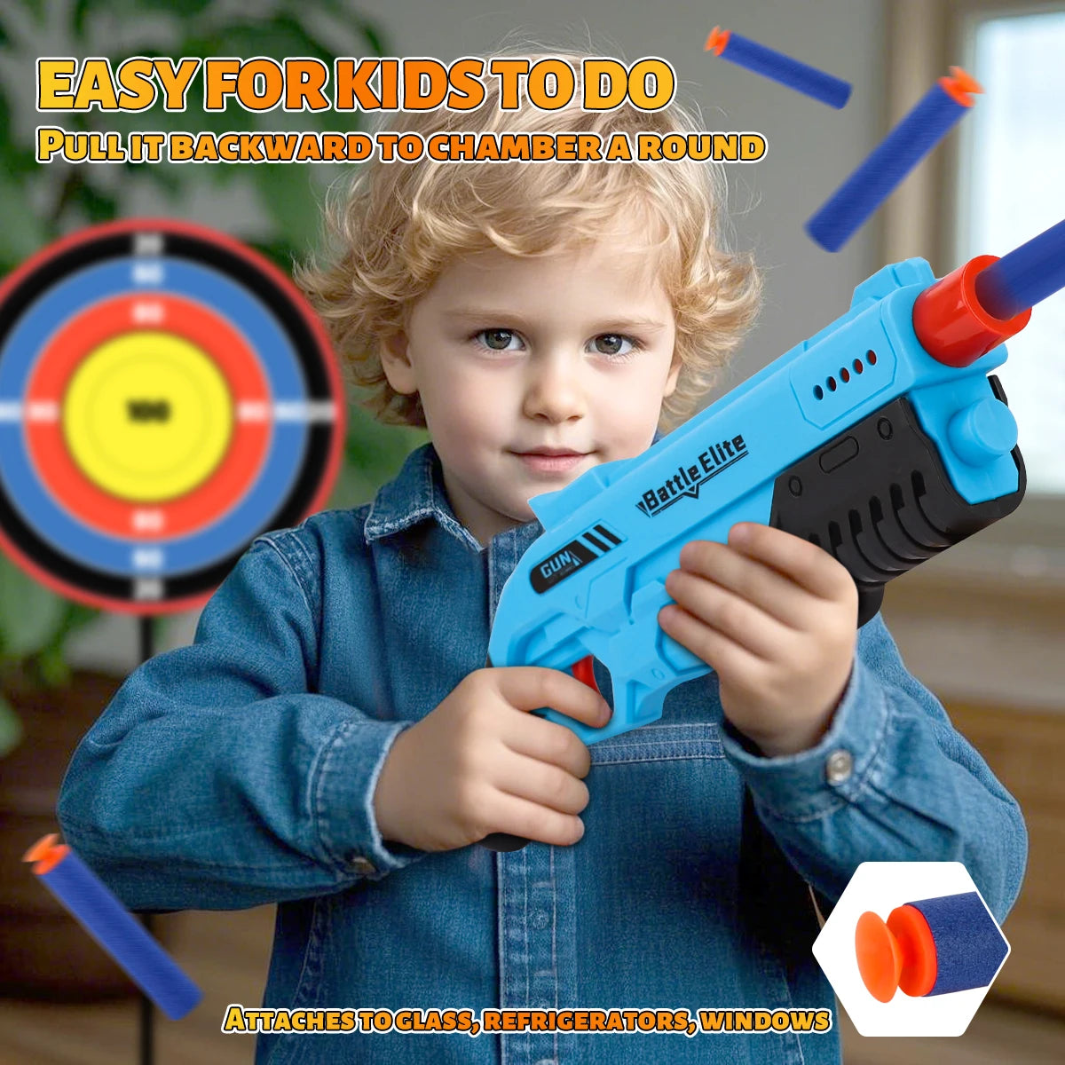 Kids Soft Bullet Blaster Foam Dart Toy Gun