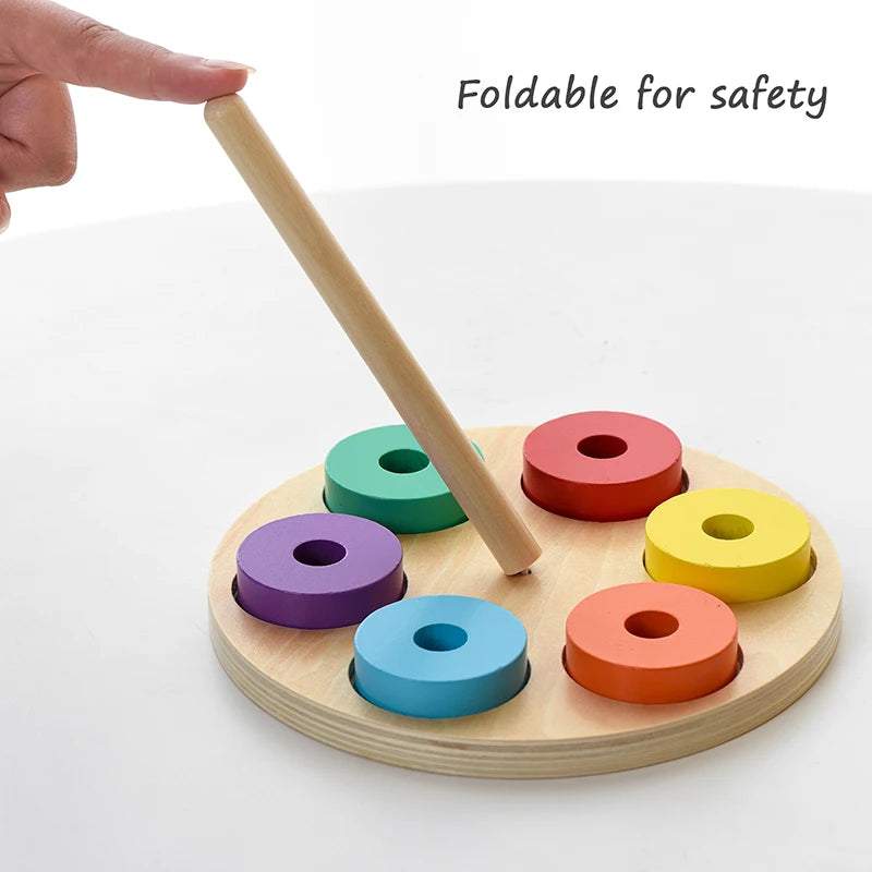 Montessori Rainbow Stacking Blocks – Wooden Educational Toy for Toddlers