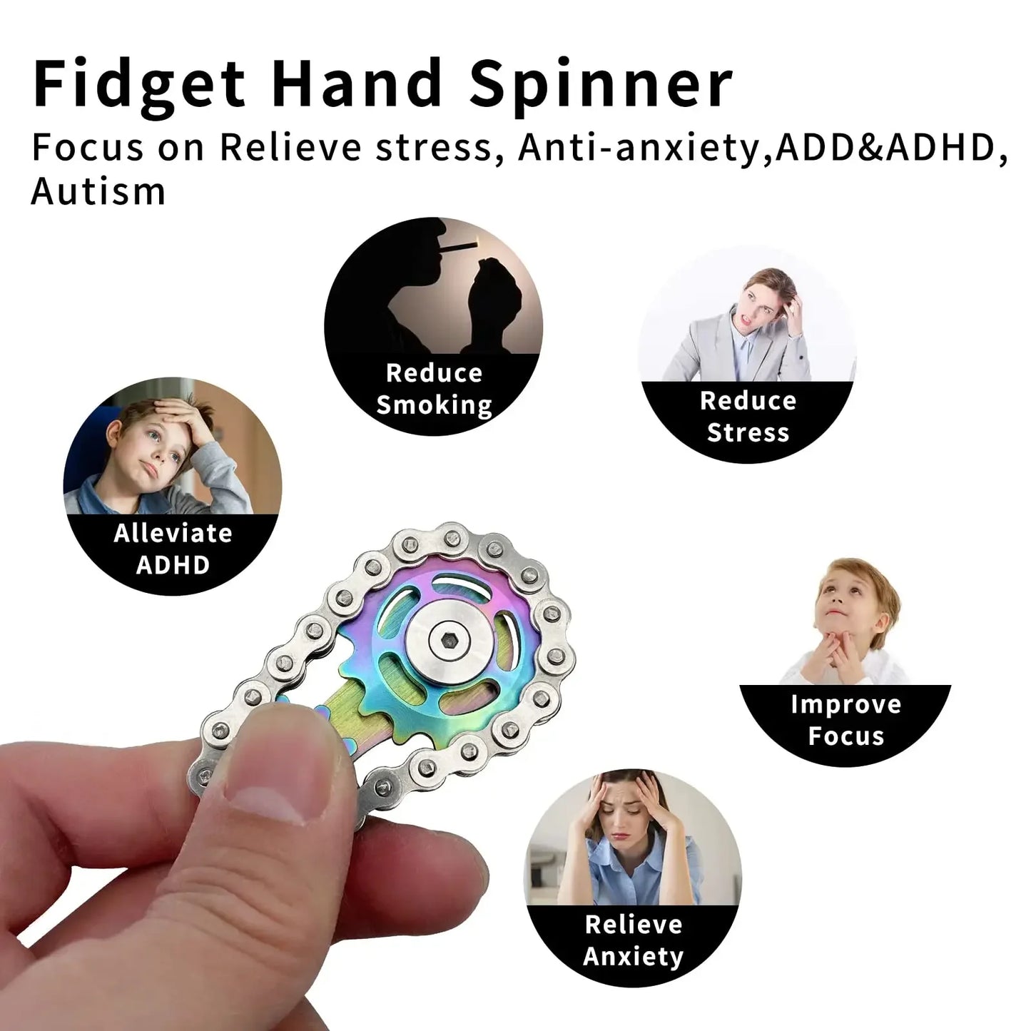 Metal Gear Fidget Spinner – Stress Relief Toy for Adults
