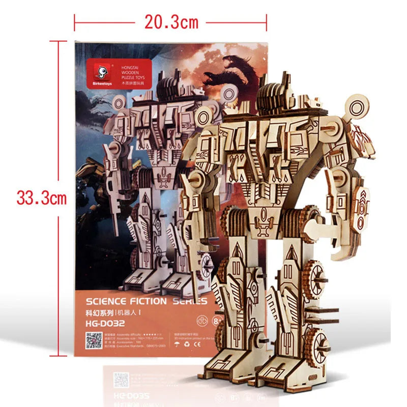 Robot Wooden 3D Puzzle Model Toy