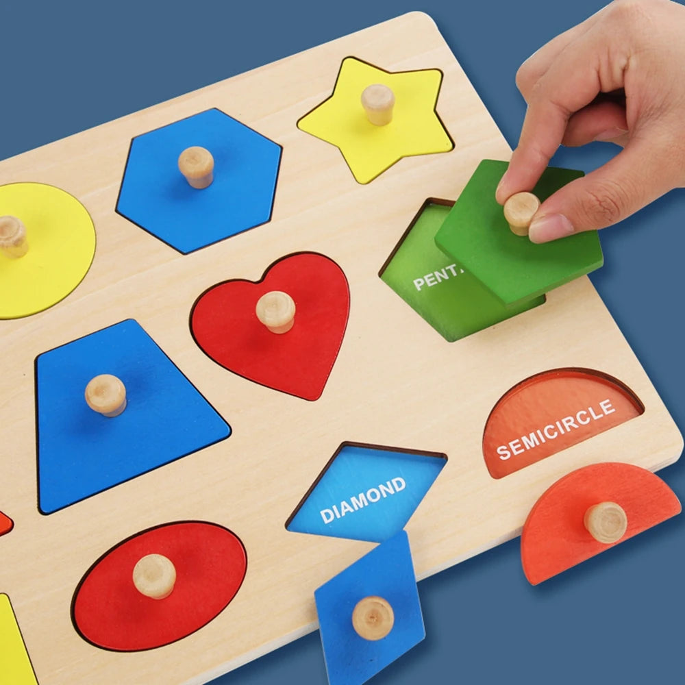 Geometric Wooden Puzzle Board – Kids Educational Toy
