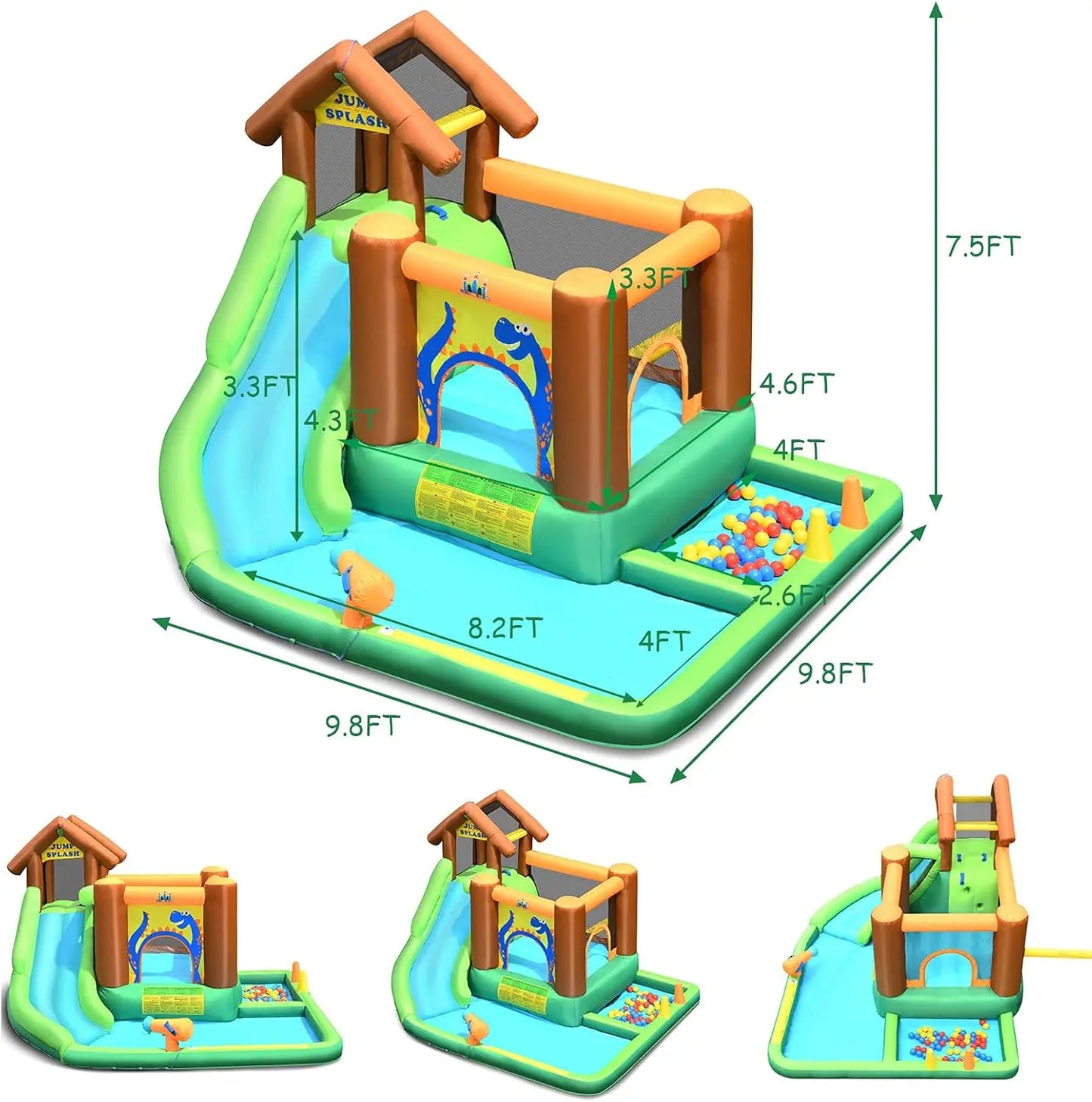 6-in-1 Inflatable Water Slide & Bounce House – Kids Outdoor Fun Combo