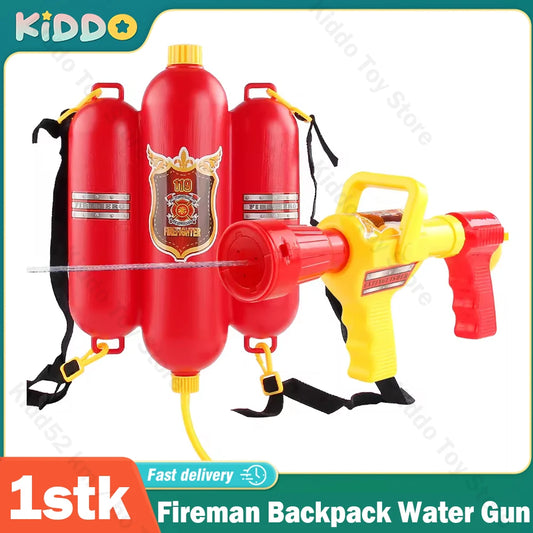 Firefighter backpack water gun toy with pistol spray