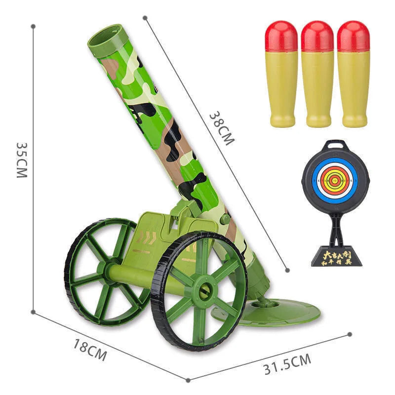 Kids Simulation Mortar Toy Set with Wheeled Cannon