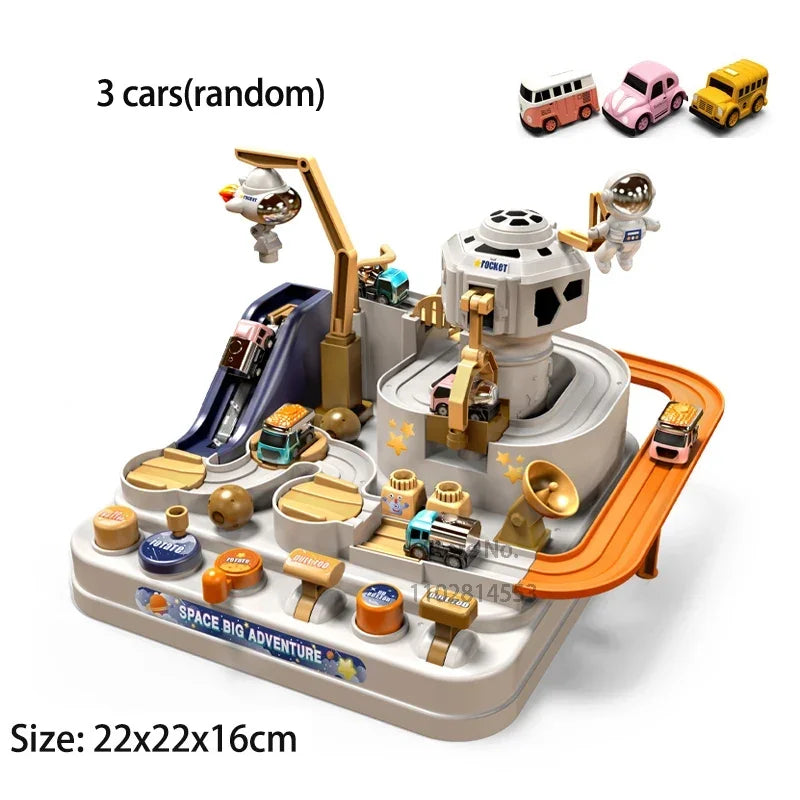 Kids Racing Rail Car Track Adventure Playset Toy with Rocket & Train