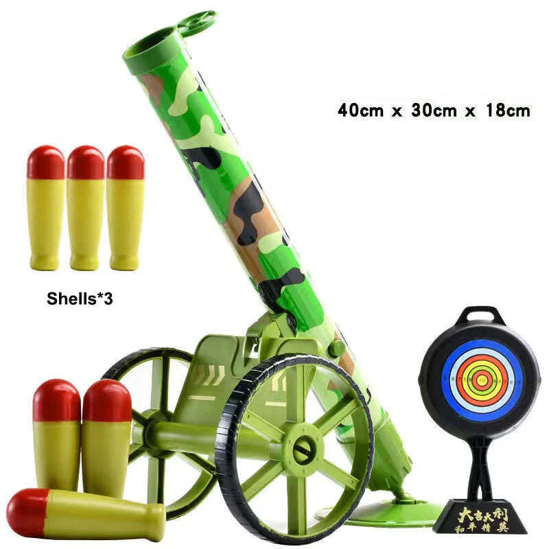 Kids Simulation Mortar Toy Set with Wheeled Cannon