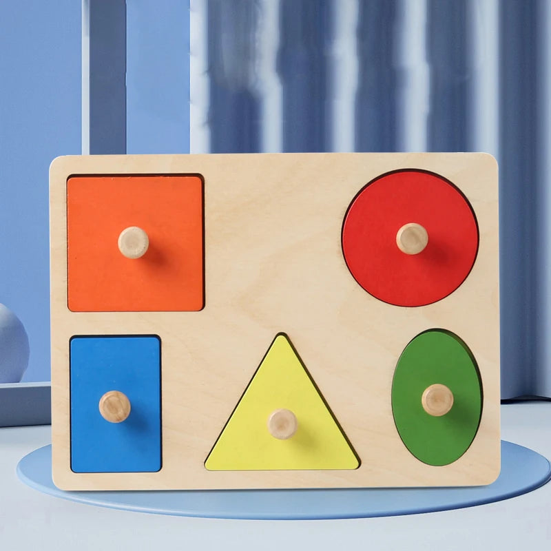 Geometric Wooden Puzzle Board – Kids Educational Toy