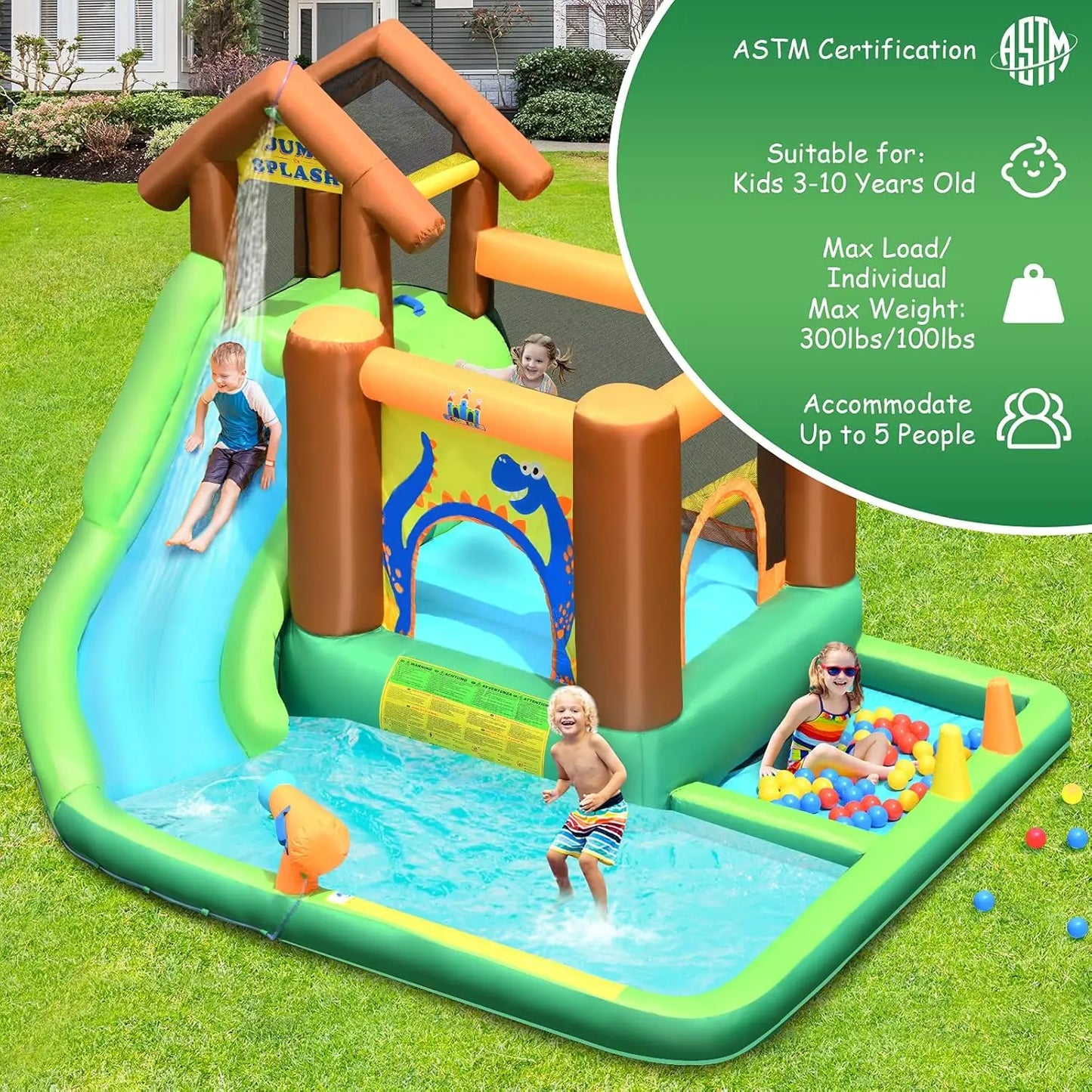 6-in-1 Inflatable Water Slide & Bounce House – Kids Outdoor Fun Combo