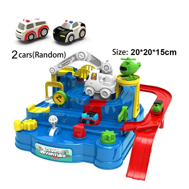 Kids Racing Rail Car Track Adventure Playset Toy with Rocket & Train