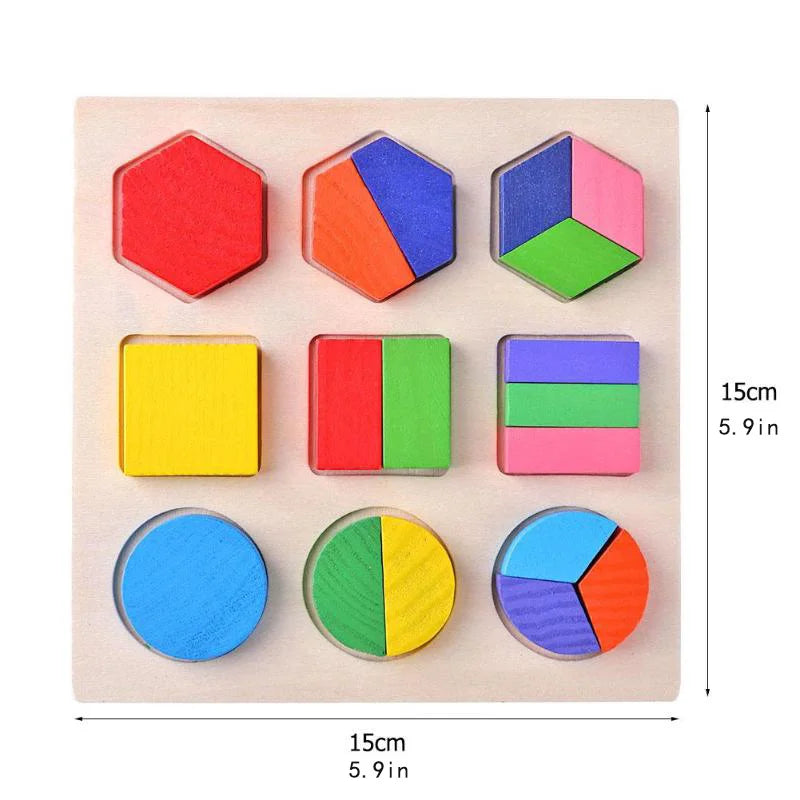 Wooden Geometric 3D Puzzle – Montessori Learning Toy for Kids