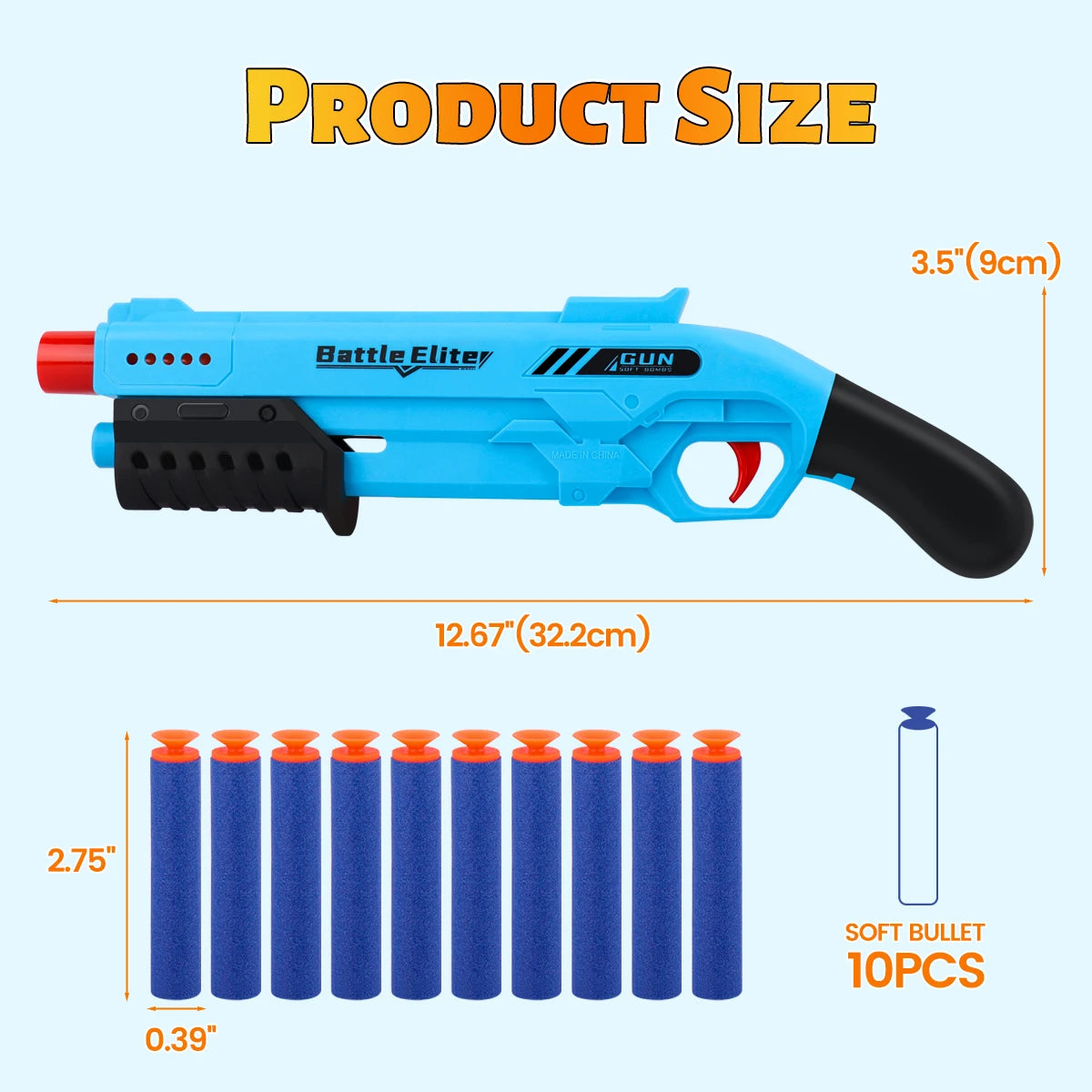 Kids Soft Bullet Blaster Foam Dart Toy Gun