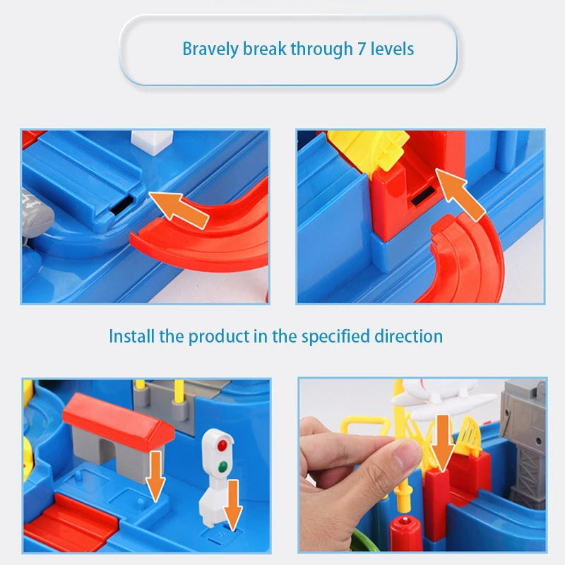 Kids Racing Rail Car Track Adventure Playset Toy with Rocket & Train