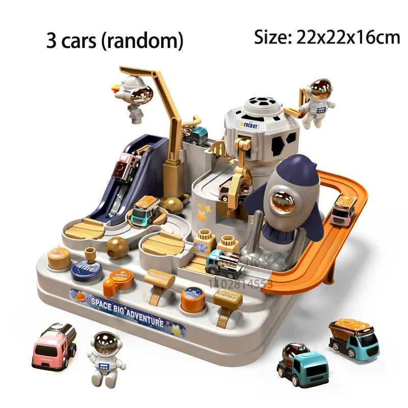 Kids Racing Rail Car Track Adventure Playset Toy with Rocket & Train
