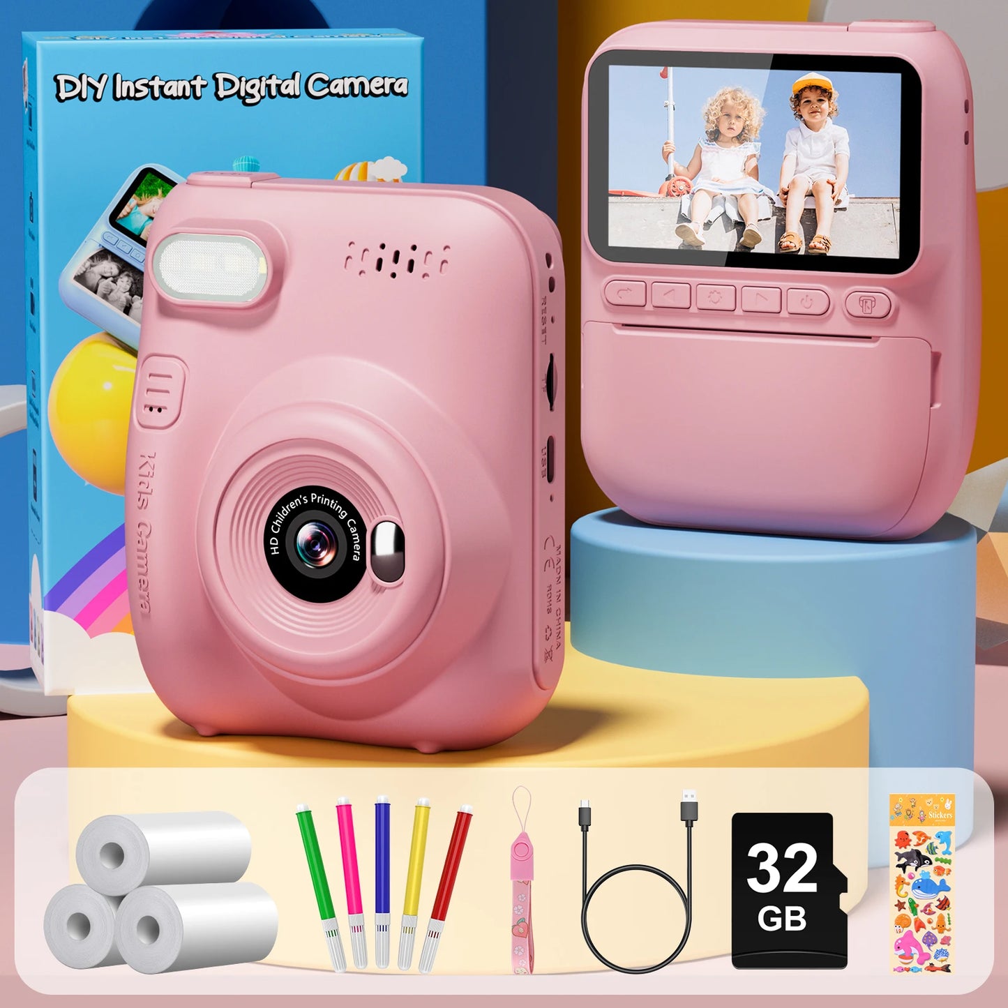 Kids Instant Print Camera – 32MP HD Digital Toy