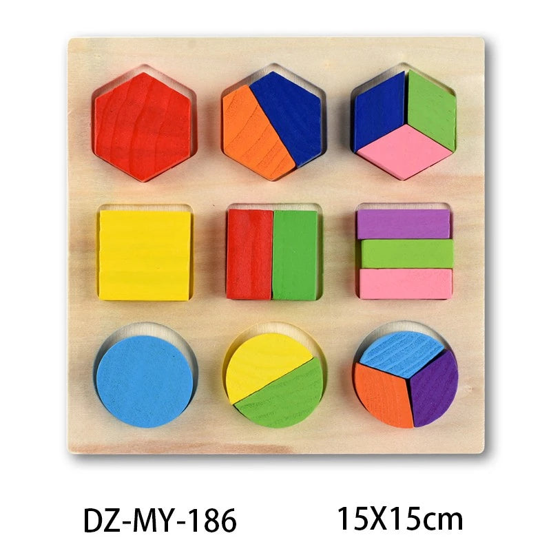 Wooden Geometric 3D Puzzle – Montessori Learning Toy for Kids