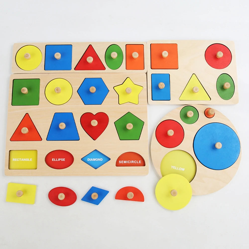 Geometric Wooden Puzzle Board – Kids Educational Toy
