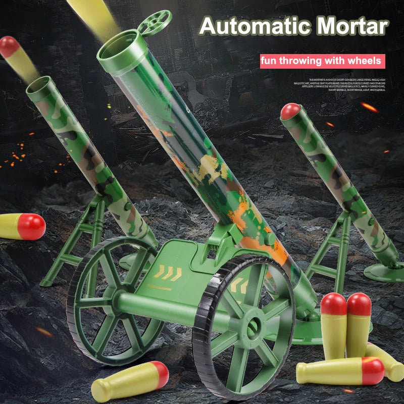 Kids Simulation Mortar Toy Set with Wheeled Cannon