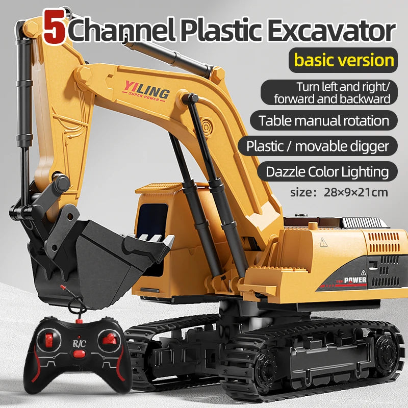 Alloy RC Excavator Toy – Lights & Sound