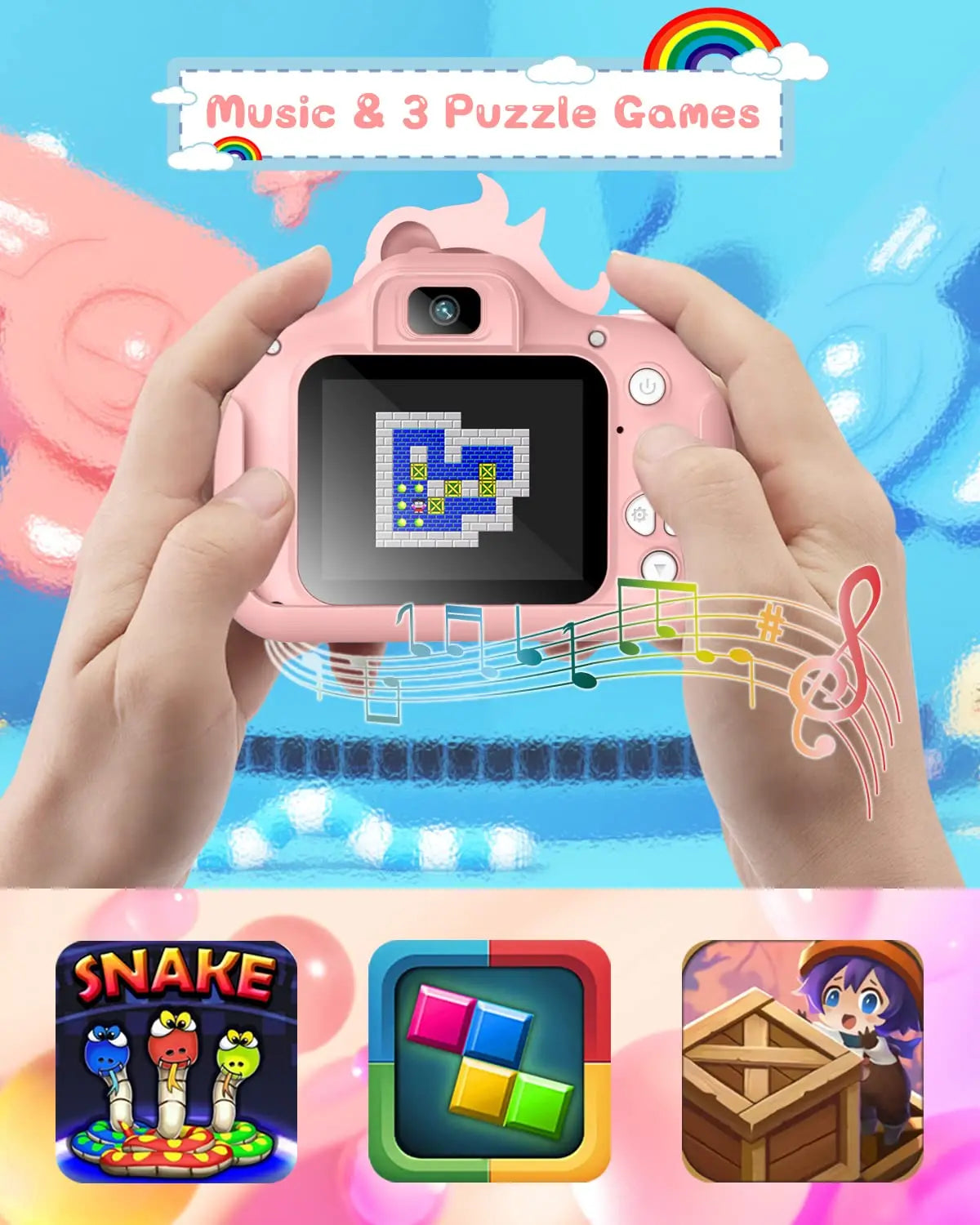 2.0" Kids 20MP HD Digital Camera – Cartoon Selfie Toy with 32GB Card