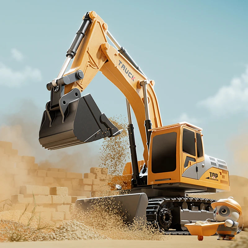Alloy RC Excavator Toy – Lights & Sound