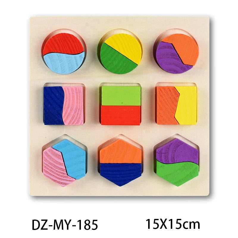 Wooden Geometric 3D Puzzle – Montessori Learning Toy for Kids