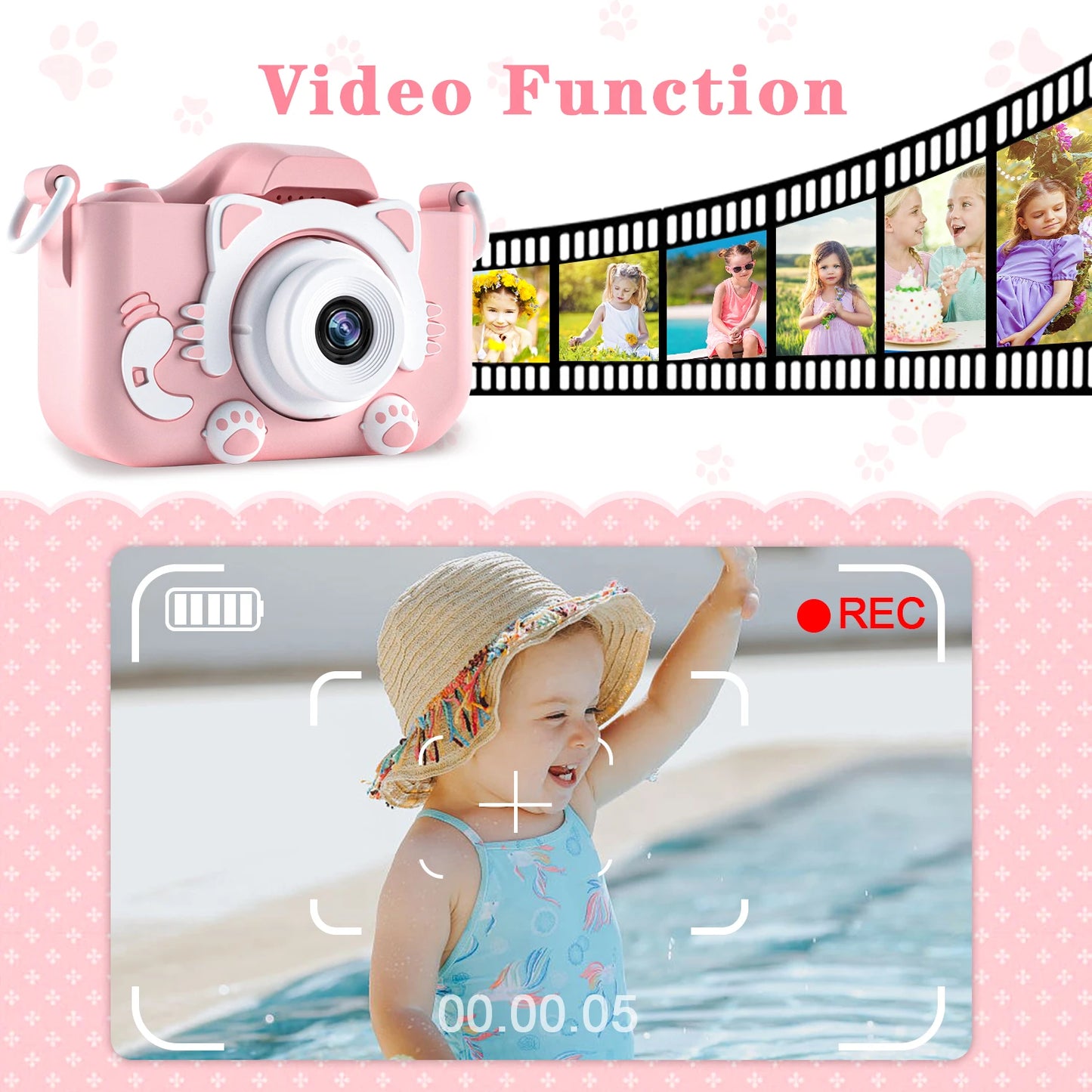 Cute Cat Kids Camera – Dual Lens HD Toy