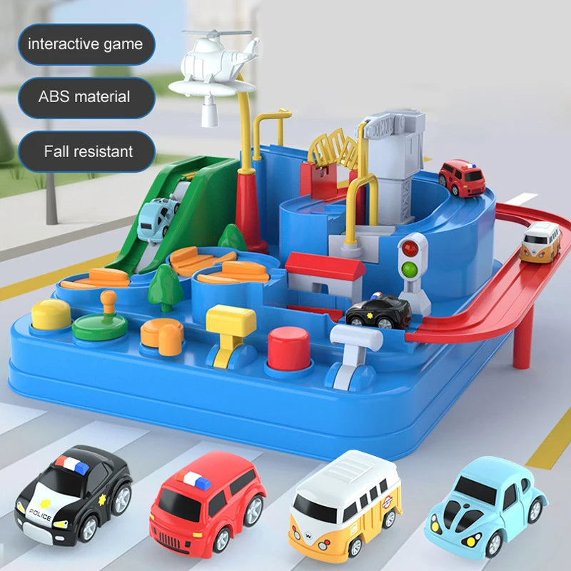 Kids Racing Rail Car Track Adventure Playset Toy with Rocket & Train