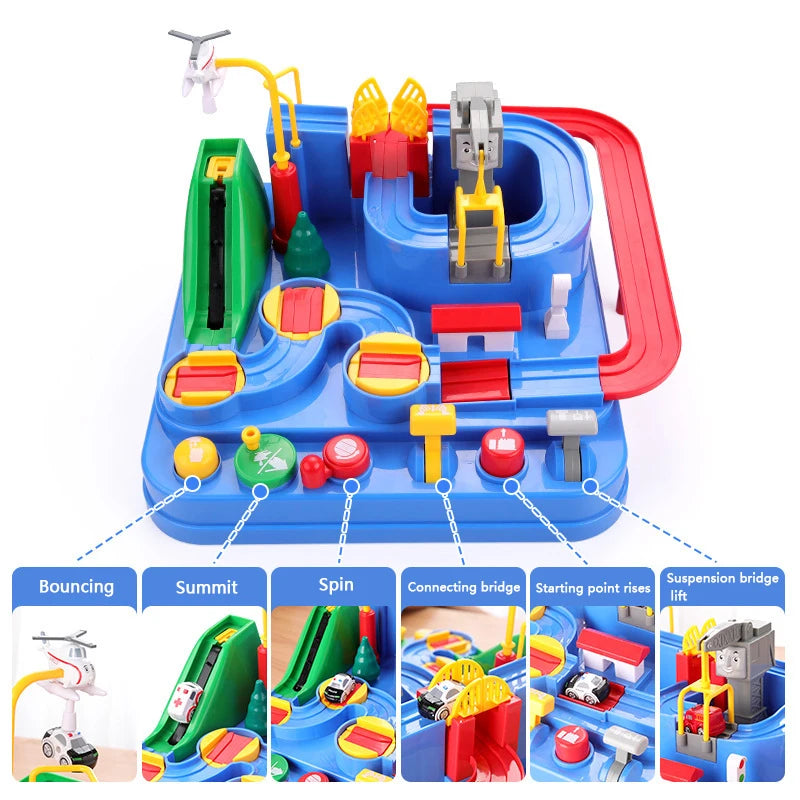 Kids Racing Rail Car Track Adventure Playset Toy with Rocket & Train