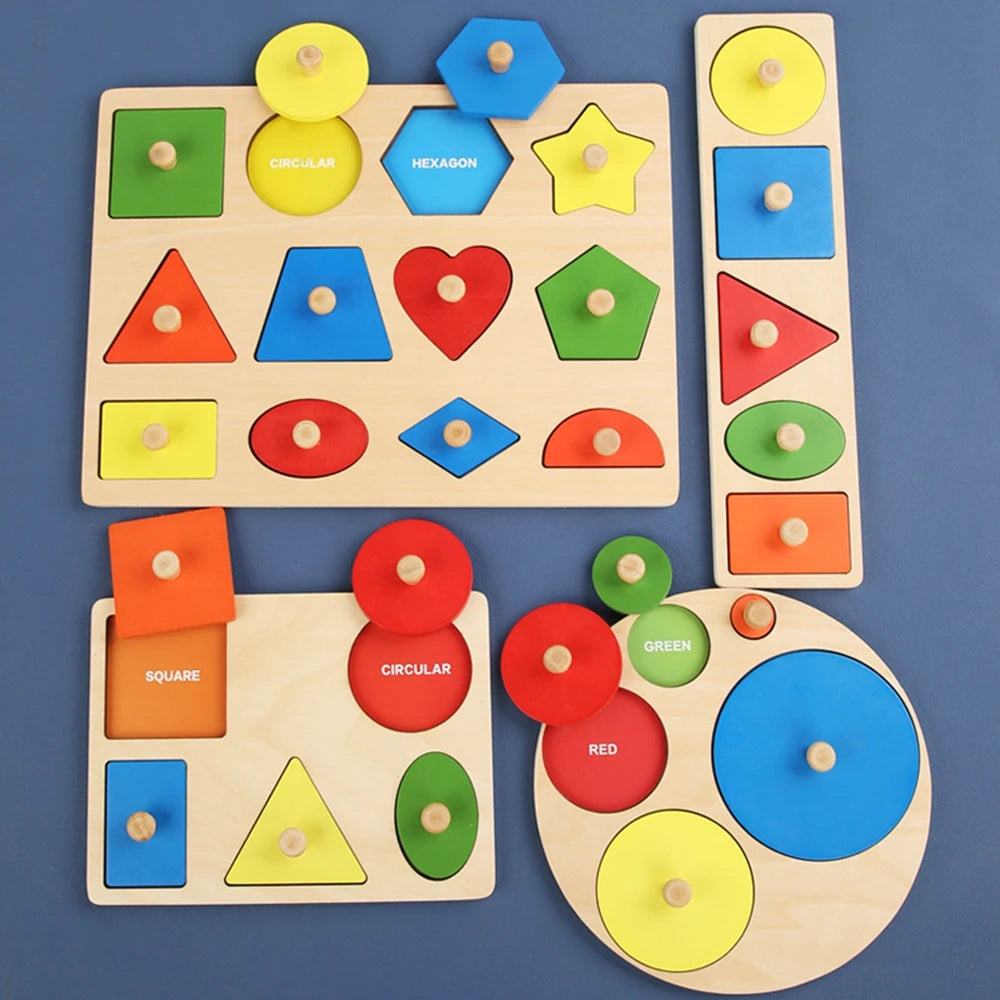 Geometric Wooden Puzzle Board – Kids Educational Toy