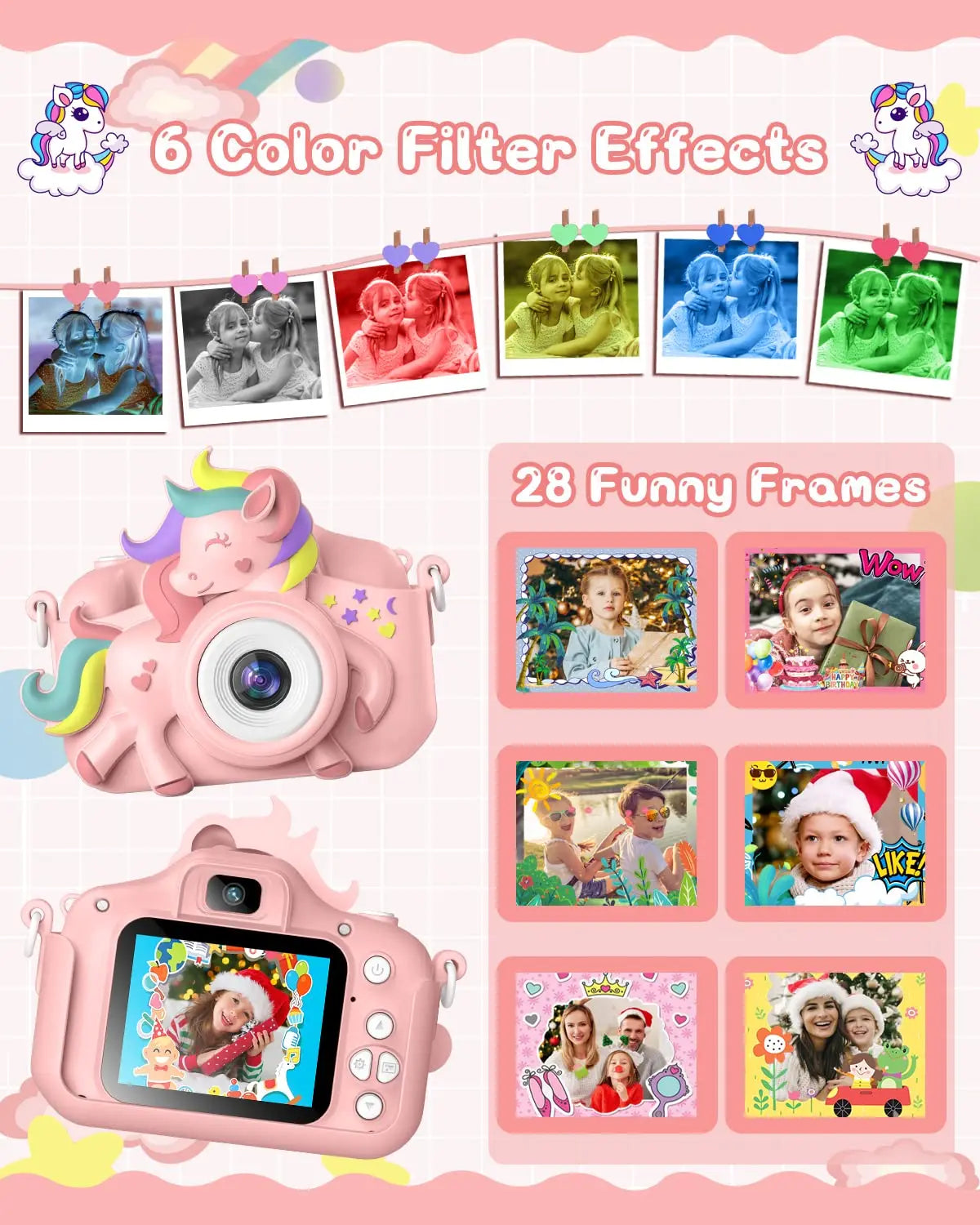 2.0" Kids 20MP HD Digital Camera – Cartoon Selfie Toy with 32GB Card