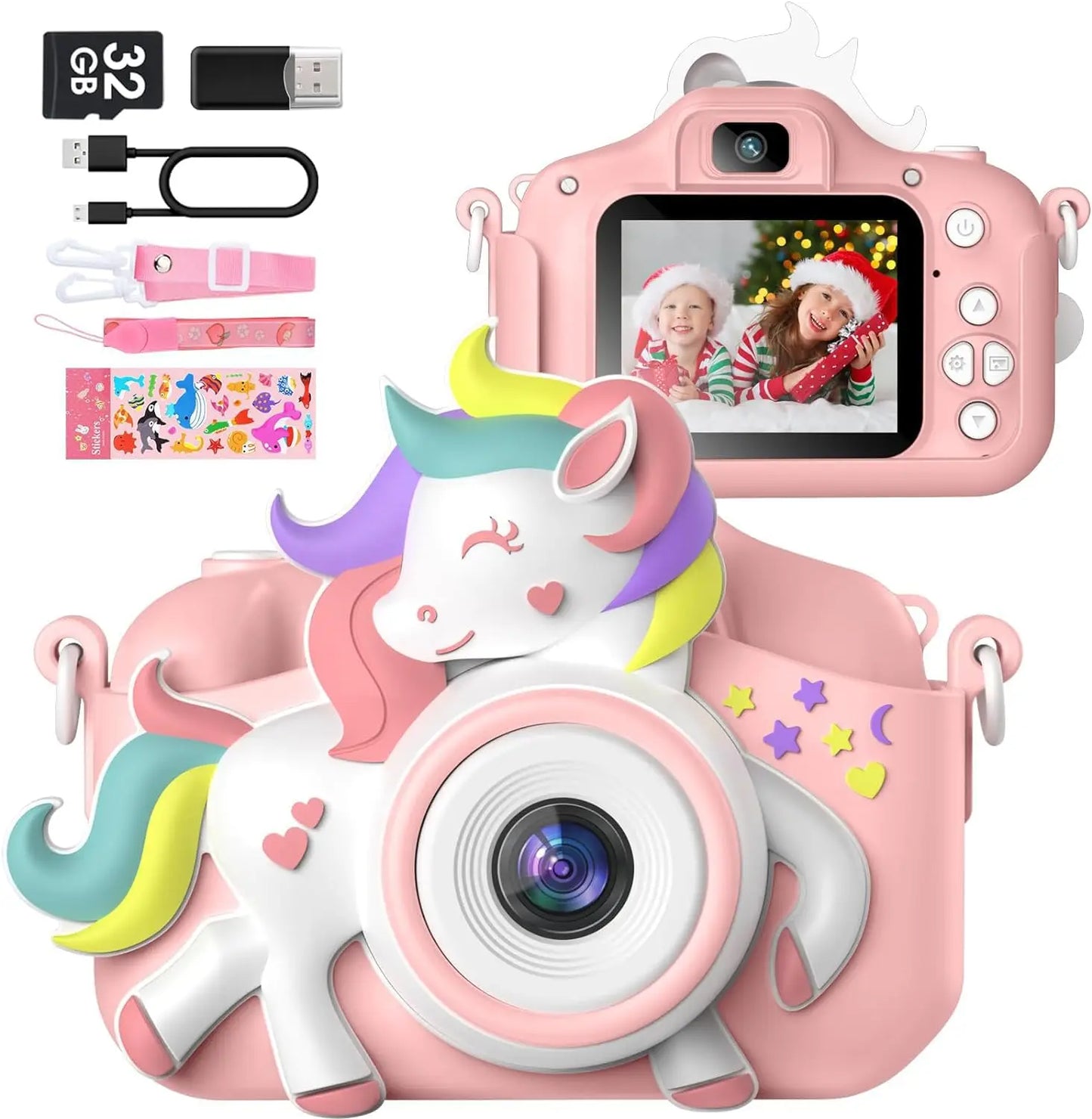 2.0" Kids 20MP HD Digital Camera – Cartoon Selfie Toy with 32GB Card
