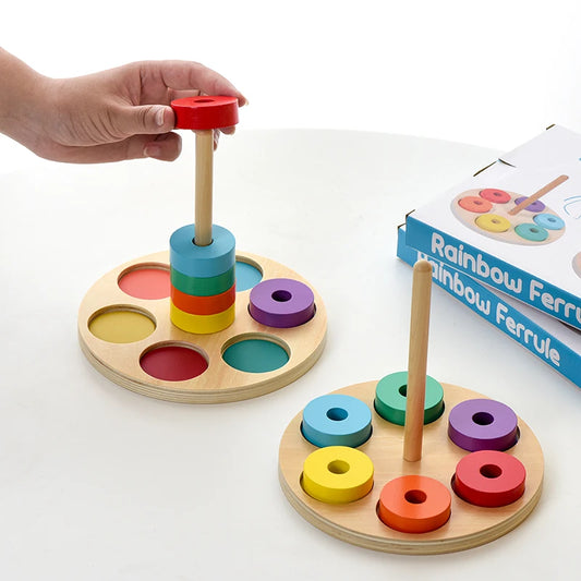 Montessori Rainbow Stacking Blocks – Wooden Educational Toy for Toddlers