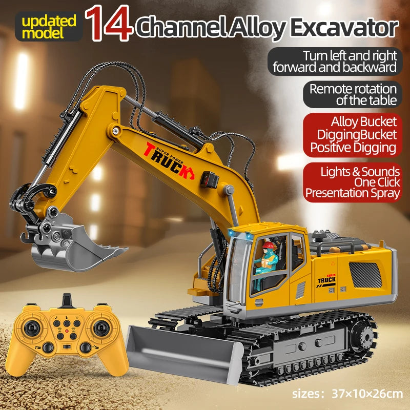 Alloy RC Excavator Toy – Lights & Sound