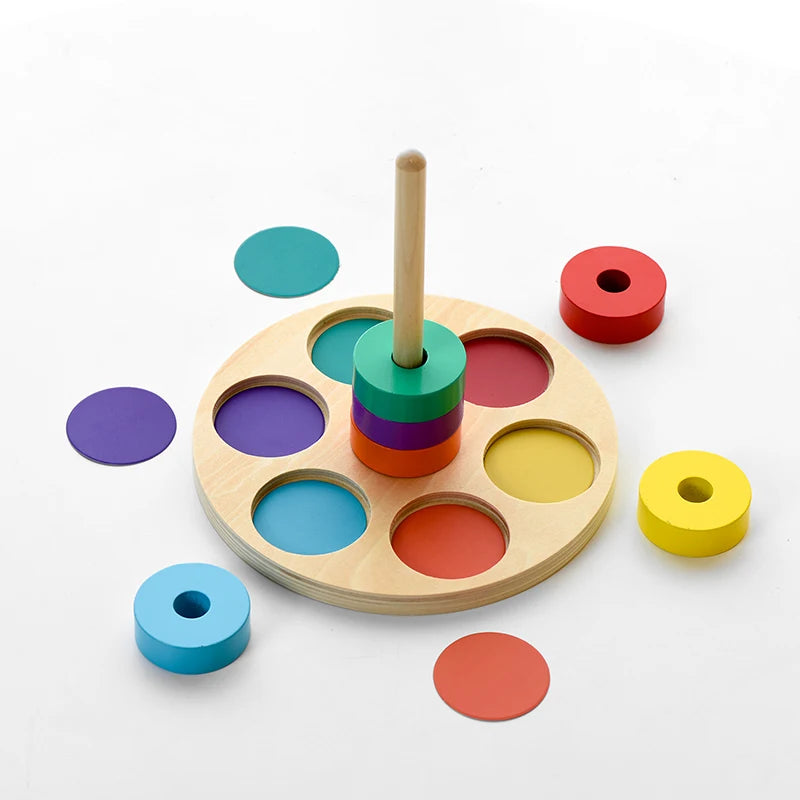 Montessori Rainbow Stacking Blocks – Wooden Educational Toy for Toddlers