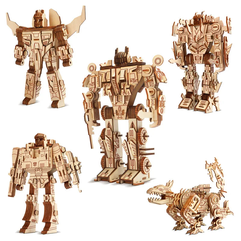 Robot Wooden 3D Puzzle Model Toy