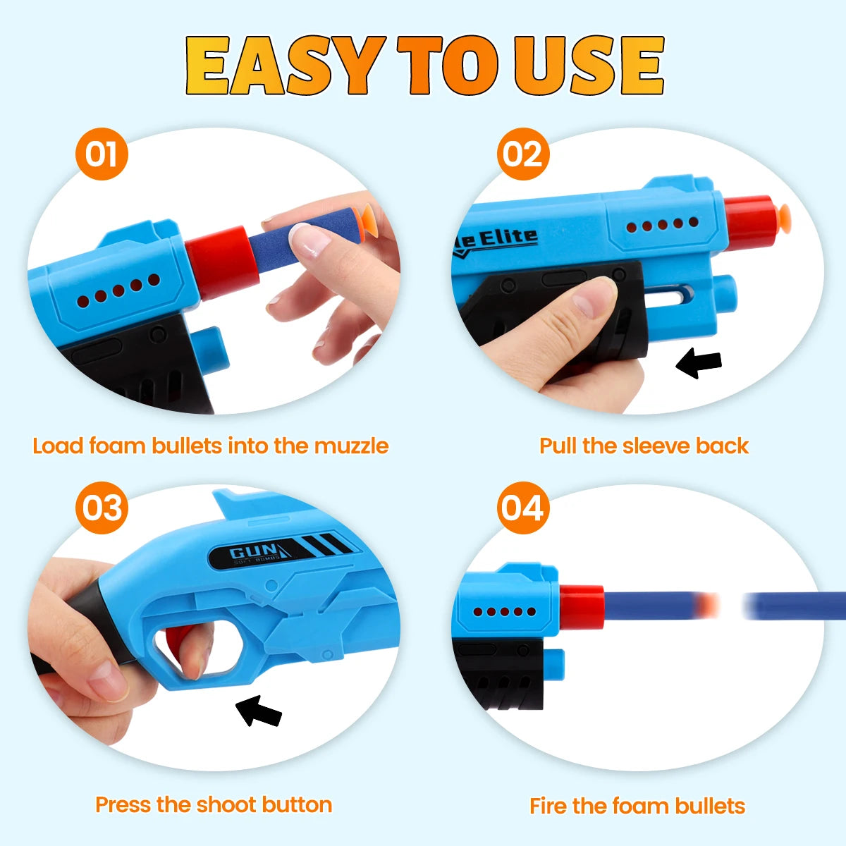 Kids Soft Bullet Blaster Foam Dart Toy Gun