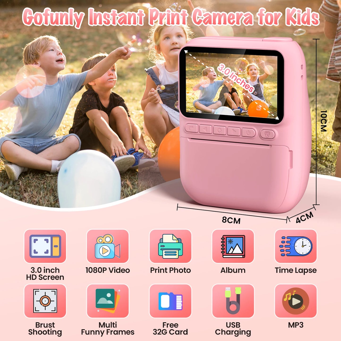 Kids Instant Print Camera – 32MP HD Digital Toy