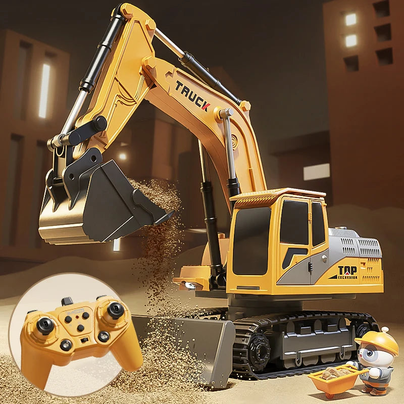 Alloy RC Excavator Toy – Lights & Sound
