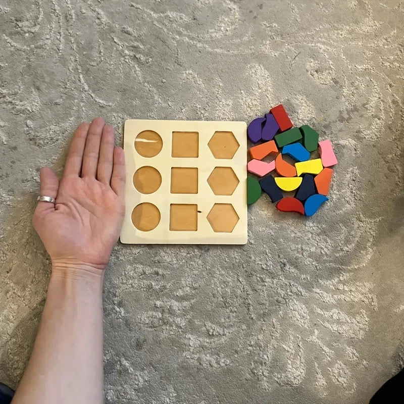 Wooden Geometric 3D Puzzle – Montessori Learning Toy for Kids