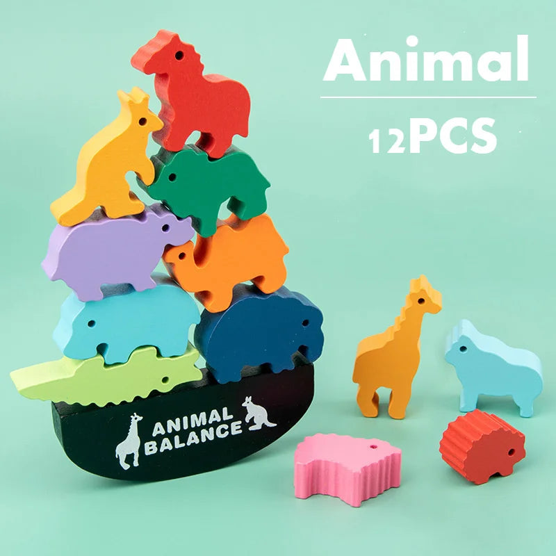 Animal Dinosaur Wooden Balance Blocks Toy