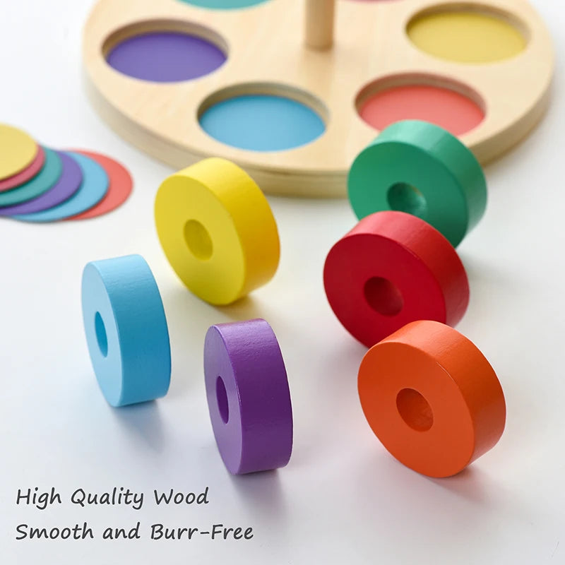 Montessori Rainbow Stacking Blocks – Wooden Educational Toy for Toddlers